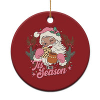 Retro Pink Santa Christmas Ornament Tis The Season Feliz Navidad Latin America Mexican Christmas - Wonder Print Shop