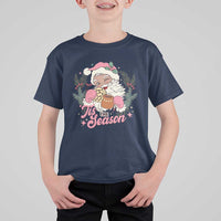 Retro Pink Santa T Shirt For Kid Tis The Season Feliz Navidad Latin America Mexican Christmas - Wonder Print Shop