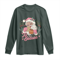Retro Pink Santa Long Sleeve Shirt Tis The Season Feliz Navidad Latin America Mexican Christmas