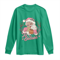 Retro Pink Santa Long Sleeve Shirt Tis The Season Feliz Navidad Latin America Mexican Christmas