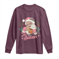 Retro Pink Santa Long Sleeve Shirt Tis The Season Feliz Navidad Latin America Mexican Christmas