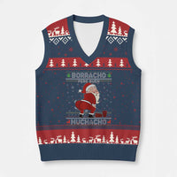 Funny Drunk Mexican Santa V-Neck Knit Sweater Vest Borracho Pero Buen Muchacho Good Guy in Spanish - Wonder Print Shop