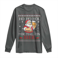 Funny Mexican Santa Drinking Long Sleeve Shirt Ho Ho Hol Mir Mal Ein Bier Hold Me A Beer Xmas Party