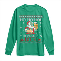 Funny Mexican Santa Drinking Long Sleeve Shirt Ho Ho Hol Mir Mal Ein Bier Hold Me A Beer Xmas Party