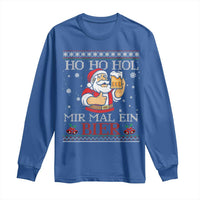 Funny Mexican Santa Drinking Long Sleeve Shirt Ho Ho Hol Mir Mal Ein Bier Hold Me A Beer Xmas Party
