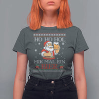 Funny Mexican Santa Drinking T Shirt For Women Ho Ho Hol Mir Mal Ein Bier Hold Me A Beer Xmas Party - Wonder Print Shop