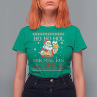 Funny Mexican Santa Drinking T Shirt For Women Ho Ho Hol Mir Mal Ein Bier Hold Me A Beer Xmas Party - Wonder Print Shop