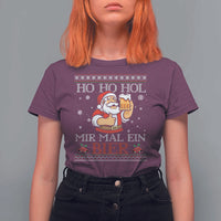 Funny Mexican Santa Drinking T Shirt For Women Ho Ho Hol Mir Mal Ein Bier Hold Me A Beer Xmas Party - Wonder Print Shop