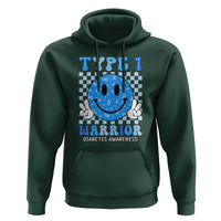 Diabetes Awareness Hoodie Blue Ribbon T1D Warrior Support Squad Retro Groovy