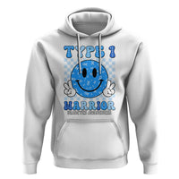 Diabetes Awareness Hoodie Blue Ribbon T1D Warrior Support Squad Retro Groovy