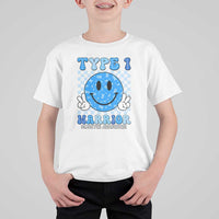 Diabetes Awareness T Shirt For Kid Blue Ribbon T1D Warrior Support Squad Retro Groovy - Wonder Print Shop