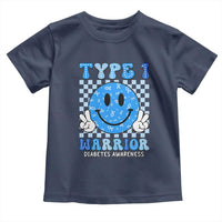 Diabetes Awareness Toddler T Shirt Blue Ribbon T1D Warrior Support Squad Retro Groovy