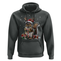 Christmas Squirrel Hoodie Xmas Tree Lights Reindeer Santa Hat Pajamas