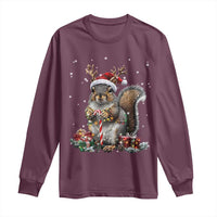 Christmas Squirrel Long Sleeve Shirt Xmas Tree Lights Reindeer Santa Hat Pajamas