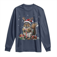 Christmas Squirrel Long Sleeve Shirt Xmas Tree Lights Reindeer Santa Hat Pajamas