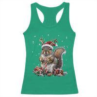 Christmas Squirrel Racerback Tank Top Xmas Tree Lights Reindeer Santa Hat Pajamas