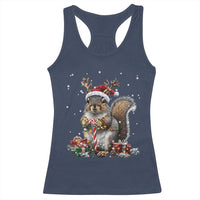 Christmas Squirrel Racerback Tank Top Xmas Tree Lights Reindeer Santa Hat Pajamas