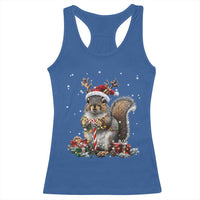 Christmas Squirrel Racerback Tank Top Xmas Tree Lights Reindeer Santa Hat Pajamas