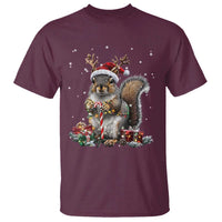 Christmas Squirrel T Shirt Xmas Tree Lights Reindeer Santa Hat Pajamas - Wonder Print Shop