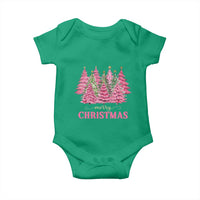 Pink Christmas Tree Farm Baby Onesie Merry Xmas Ornaments Family Holiday Pajamas