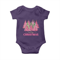 Pink Christmas Tree Farm Baby Onesie Merry Xmas Ornaments Family Holiday Pajamas