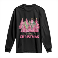 Pink Christmas Tree Farm Long Sleeve Shirt Merry Xmas Ornaments Family Holiday Pajamas