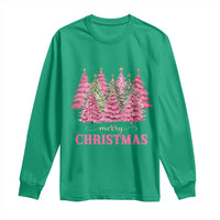 Pink Christmas Tree Farm Long Sleeve Shirt Merry Xmas Ornaments Family Holiday Pajamas