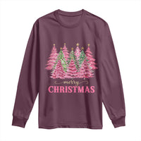 Pink Christmas Tree Farm Long Sleeve Shirt Merry Xmas Ornaments Family Holiday Pajamas