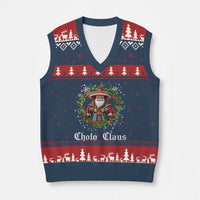 Funny Mexican Santa V-Neck Knit Sweater Vest Cholo Claus Xmas in Mexico - Wonder Print Shop
