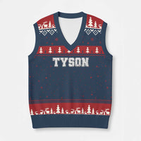 Team Tyson V-Neck Knit Sweater Vest Family Personalized Name Retro Vintage Minimalism - Wonder Print Shop