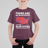 American Republican 2024 T Shirt For Kid There Are No Blue States Only Big Blue Cities America Map - Wonder Print Shop