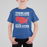 American Republican 2024 T Shirt For Kid There Are No Blue States Only Big Blue Cities America Map - Wonder Print Shop