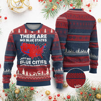 American Republican 2024 Ugly Christmas Sweater There Are No Blue States Only Big Blue Cities America Map - Wonder Print Shop