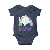 Funny Sarcastic Cat Baby Onesie Kick Today In The Dick Pastel Rainbow