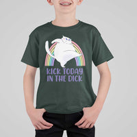 Funny Sarcastic Cat T Shirt For Kid Kick Today In The Dick Pastel Rainbow - Wonder Print Shop