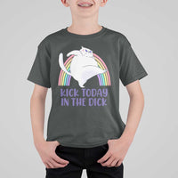 Funny Sarcastic Cat T Shirt For Kid Kick Today In The Dick Pastel Rainbow - Wonder Print Shop