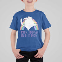 Funny Sarcastic Cat T Shirt For Kid Kick Today In The Dick Pastel Rainbow - Wonder Print Shop