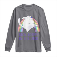 Funny Sarcastic Cat Long Sleeve Shirt Kick Today In The Dick Pastel Rainbow