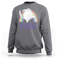 Funny Sarcastic Cat Sweatshirt Kick Today In The Dick Pastel Rainbow - Wonder Print Shop