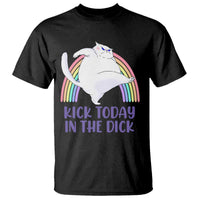 Funny Sarcastic Cat T Shirt Kick Today In The Dick Pastel Rainbow - Wonder Print Shop