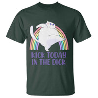 Funny Sarcastic Cat T Shirt Kick Today In The Dick Pastel Rainbow - Wonder Print Shop