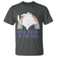 Funny Sarcastic Cat T Shirt Kick Today In The Dick Pastel Rainbow - Wonder Print Shop