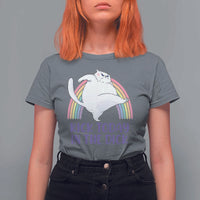 Funny Sarcastic Cat T Shirt For Women Kick Today In The Dick Pastel Rainbow - Wonder Print Shop