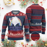 Funny Sarcastic Cat Ugly Christmas Sweater Kick Today In The Dick Pastel Rainbow - Wonder Print Shop