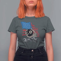 Mechanic Engineer T Shirt For Women Mechanic Auto Car Repair American Flag Vintage Graphic - Wonder Print Shop