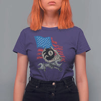 Mechanic Engineer T Shirt For Women Mechanic Auto Car Repair American Flag Vintage Graphic - Wonder Print Shop