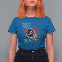 Mechanic Engineer T Shirt For Women Mechanic Auto Car Repair American Flag Vintage Graphic - Wonder Print Shop