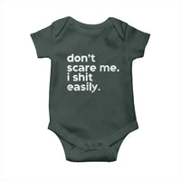 Funny Sarcastic Quote Baby Onesie Don't Scare Me I Shit Easily Retro Minimalism