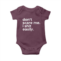 Funny Sarcastic Quote Baby Onesie Don't Scare Me I Shit Easily Retro Minimalism