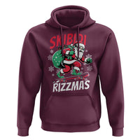 Funny Santa Rizz Christmas Hoodie Retro Skibidi Rizzmas Claus Skating Board Xmas